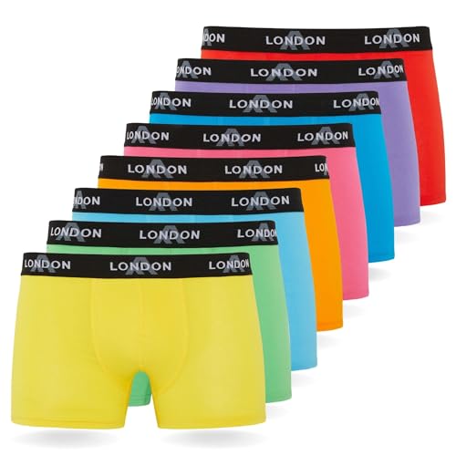 FM London (4/8-Pack) Mens Boxers with Elastic Waist - Soft Boxer Shorts Men with HyFresh Technology for Odour Protection, Stretch Fit Mens Underwear for Everyday Wear - Fitted Hipster Boxers for Men