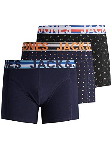 Jack & Jones Men's Jachenrik Trunks 3 Pack Noos Boxer, Multicoloured (Black Detail Navy Blazer), L UK