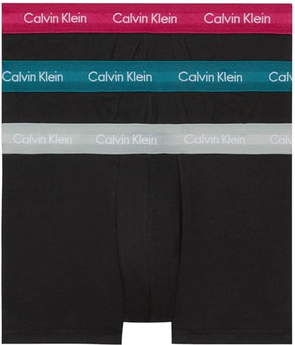 Calvin Klein Men's Low Rise Trunk 3pk 0000u2664g Boxers,B- Gry Htr, Chesapeake Bay, Jwl Wbs,M
