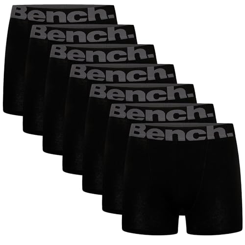 Bench - Mens 'SUTTONIA' Everyday Essentials Multipack Boxer Jersey Shorts, Classic Fit 7 Pack Casual Trunks, Underwear Gift Set (M, Suttonia/Black)