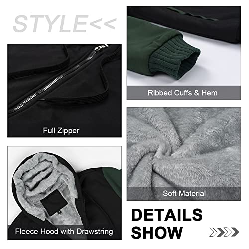 AOTORR Men's Hoodies Full Zip Fleece Jacket Coat Winter Warm Oversized Zip Up Hooded Top with Pockets Blue Gray XL