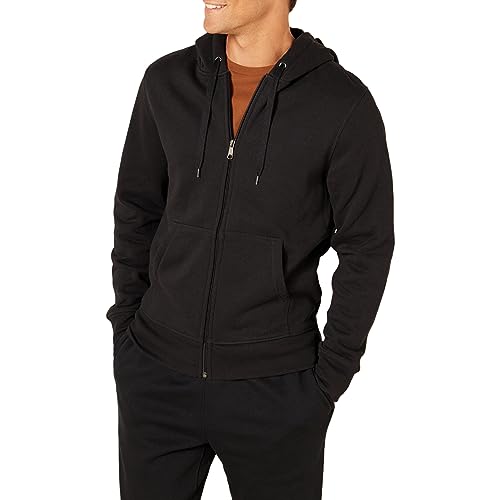 Amazon Essentials Men's Full-Zip Hooded Fleece Sweatshirt (Available in Big & Tall), Black, XL