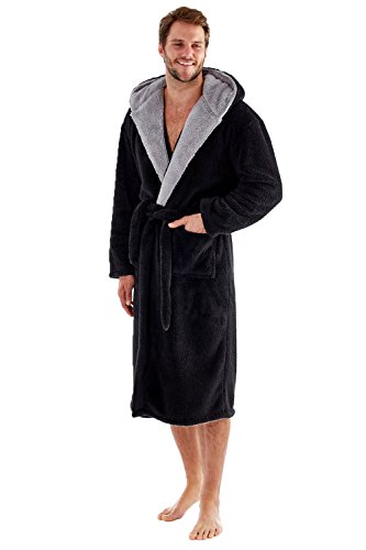 Harvey James Men's Hooded Fleece Dressing Gown Ð Navy or Black