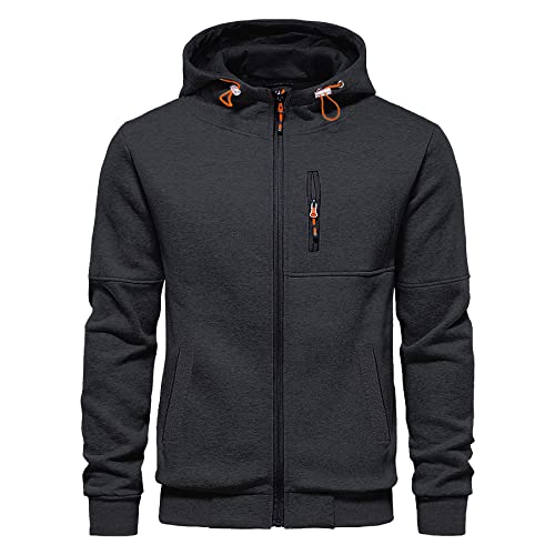 CTU Men's Hoodies Zip Up Long Sleeve Fleece Sweatshirts Hoodies for Men Darkgrey 2XL