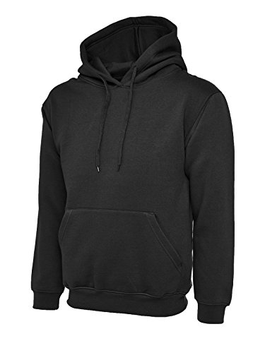 Mens Classic Plain Pullover Hooded Sweatshirt Hoodie Sweater (22 Colours) (4XL, Black)