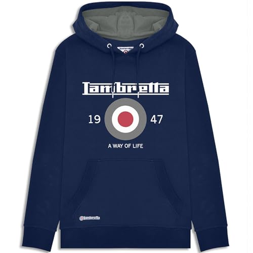Lambretta Mens Target Pullover Hooded Sweatshirt Hoodie - Navy - L