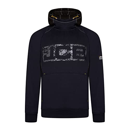 JCB - Horton Hoodie, XXX-large - Made with 80% Cotton & 20% Polyester - Hoodies for Men Branding Details - Mens Clothes - Cordura Fabric Elbow Patches - 320gsm - Black/Grey