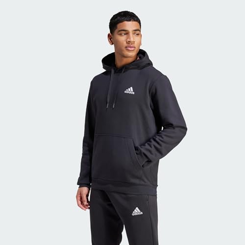 adidas Mens Essentials Fleece Hoodie,XL Black/White