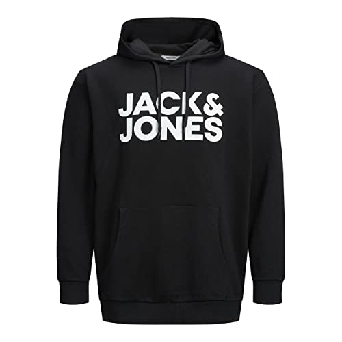 JACK&JONES PLUS Men's Jjecorp Logo Noos Ps Hooded Sweatshirt, Black, 3XL Plus UK