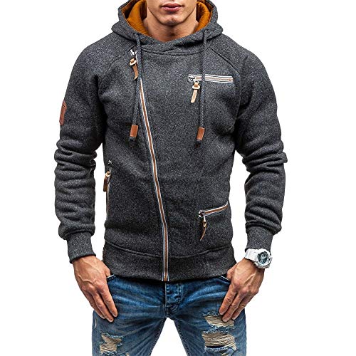 Angbater Mens Casual Long Sleeve Hoodies Full Zip Velvet Sweatshirt M-3XL Black Grey