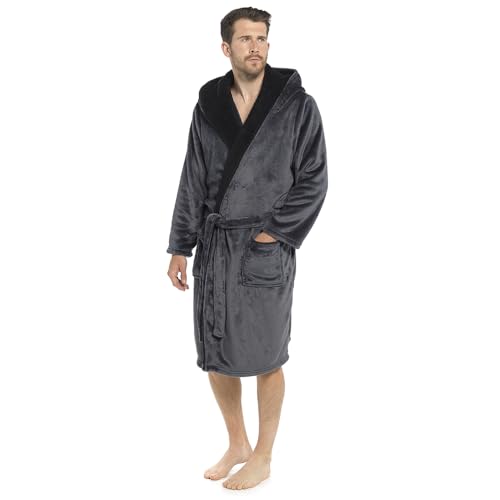 kraftd Men’s Dressing Gown Fleece Luxury Bath Robe Warm & Cozy Loungewear Nightwear Robes