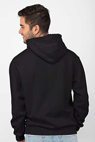Martes Clothing | Mens Plain long sleeve Hoodie Fleece Pull-Over | Soft and comfy Adult Top Sweatshirt Hoodies | Work and longe wear | Non-zip Up | Uni-Sex | 80% Cotton 20% Polyester (Black) (1, XL)