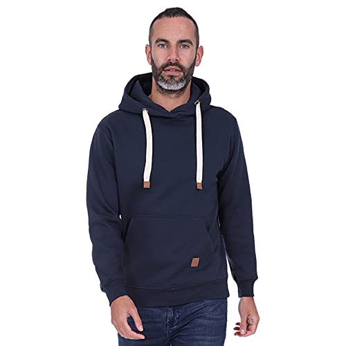 Blu Apparel Mens OH Overhead Pullover Fleece Hoodie OH Hoody Hooded Sweatshirt Grey Black (Medium, Navy)