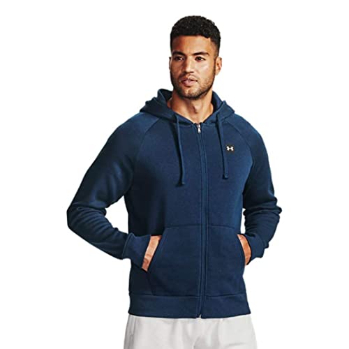 Under Armour Men RIVAL FLEECE FZ HOODIE, Men’s running hoodie with loose fit, comfortable and warm hooded jumper for men