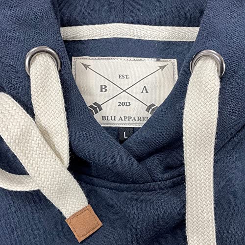 Blu Apparel Mens OH Overhead Pullover Fleece Hoodie OH Hoody Hooded Sweatshirt Grey Black (Medium, Navy)