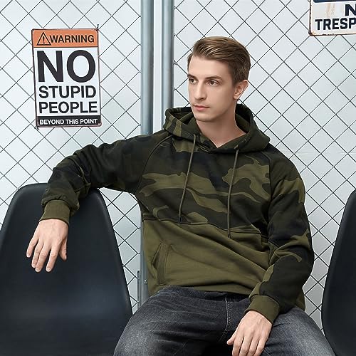AOTORR Mens Hoodies Pullover Camo Hooded Sweatshirt Patchwork Top Long Sleeve Hoody Casual Tops with Pockets WY42 Army Green M