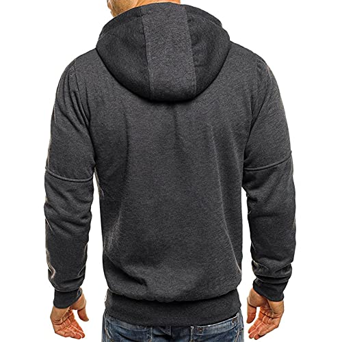 Mens Hoodie Sweatshirt Jackets Lightweight Long Sleeve Zipped Hoodie Jumper Tops Sweater Dark Grey M