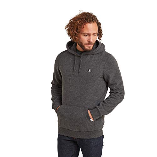 TOG 24 Akerman Mens Supersoft Cotton Rich Hoody with Cosy Kangaroo Pocket and Chunky Drawcord Hood Dark Grey Marl