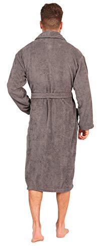 Adore Home Mens 100% Cotton Bathrobe Terry Towelling Shawl Collar Bath Robe Dressing Gown, Slate, XXL