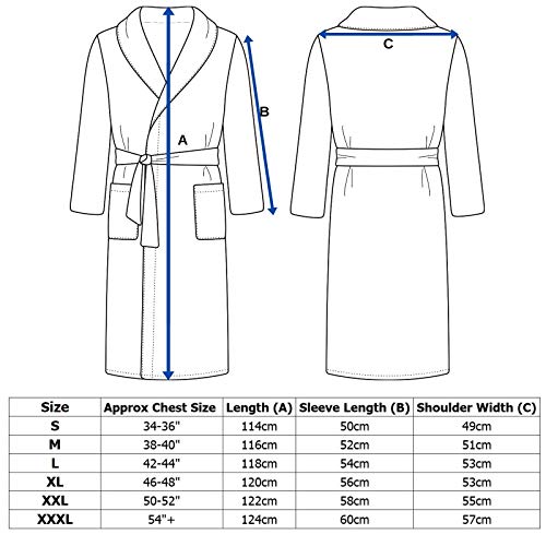 Adore Home Mens 100% Cotton Bathrobe Terry Towelling Shawl Collar Bath Robe Dressing Gown, Slate, XXL