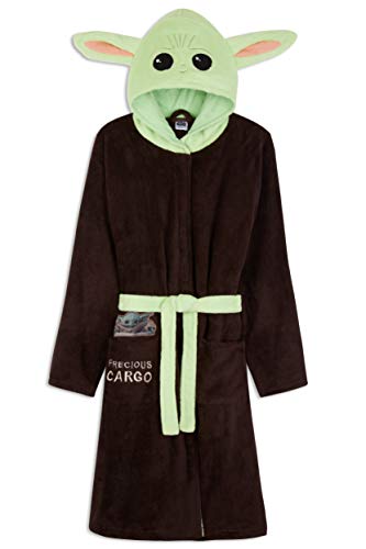 The Mandalorian Baby Yoda Dressing Gown Mens, Mandalorian Hooded Bath Robe, Men's Gifts (Brown, XL)