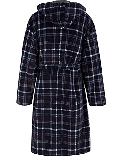 Tokyo Laundry Men's Mainway Checkered Soft Fleece Hooded Dressing Gown - Navy Check - M