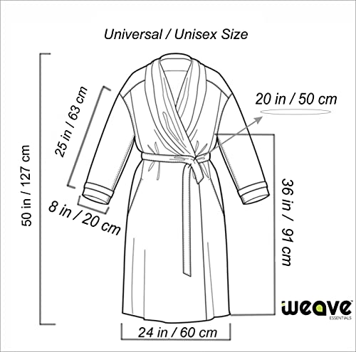 WEAVE ESSENTIALS - Bathrobe for men and women | Robe with shawl collar style made of 100% cotton | Velour | Ideal robe for spa, nightwear, loungewear and as dressing gown | One size | Colour: charcoal