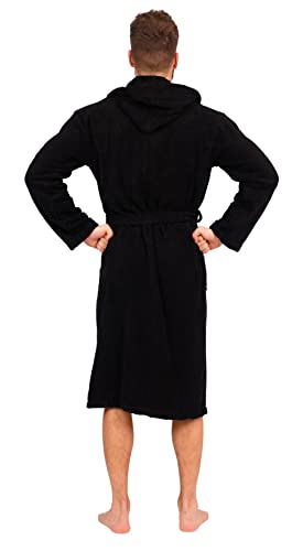 Adore Home Mens 100% Cotton Hooded Bathrobe Terry Towelling Shawl Collar Bath Robe Dressing Gown