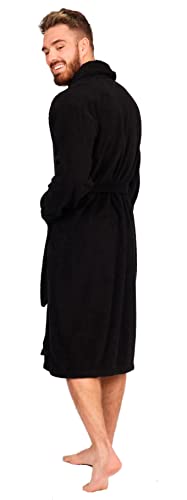 Adore Home Mens 100% Cotton Hooded Bathrobe Terry Towelling Shawl Collar Bath Robe Dressing Gown