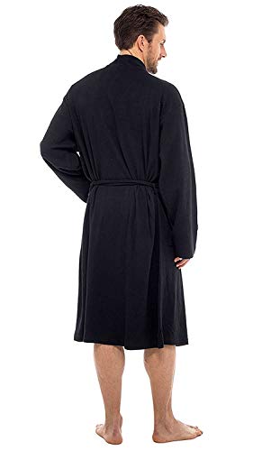 INSIGNIA Men's 100% Cotton Robe Dressing Gown, Soft Waffle Robe Wrap Loungewear (3XL, Black)