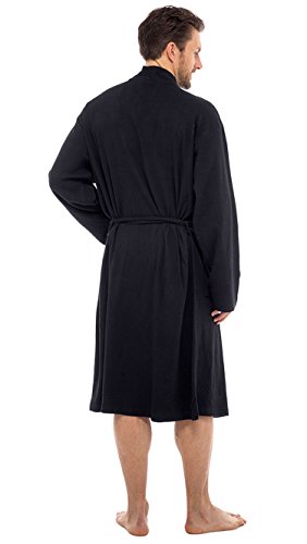 INSIGNIA Men's 100% Cotton Robe Dressing Gown, Soft Waffle Robe Wrap Loungewear (3XL, Black)