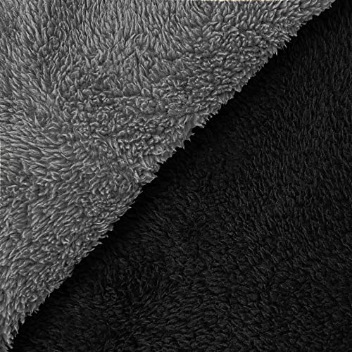 i-Smalls Mens Dressing Gown Super Soft Fleece Hooded Housecoat Robe with Belt S to 6XL (3XL) Black