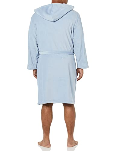 Amazon Essentials Men's Mid-Length Plush Dressing Gown, Dusty Blue, M-L