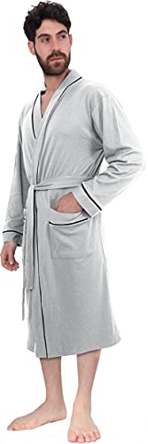 NY Threads Luxurious Men's Poly Cotton Blended Robe Roomy Knit Dressing Gown (X-Large, Heather Grey)