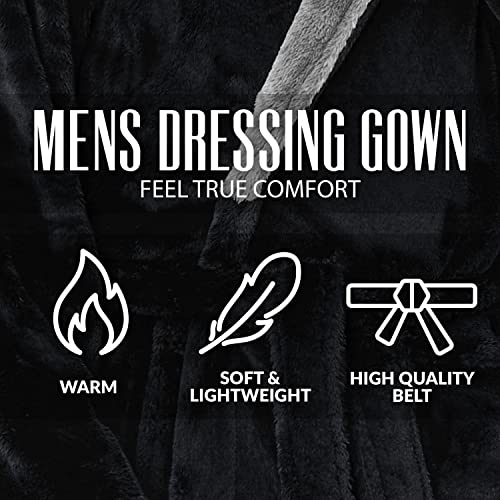 CityComfort Luxury Super Soft Men Dressing Gown Mens Bathrobe, (Black, L)