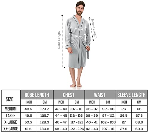NY Threads Luxurious Men's Poly Cotton Blended Robe Roomy Knit Dressing Gown (X-Large, Heather Grey)