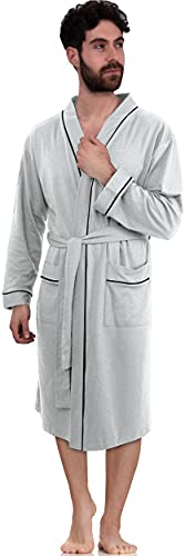 NY Threads Luxurious Men's Poly Cotton Blended Robe Roomy Knit Dressing Gown (X-Large, Heather Grey)