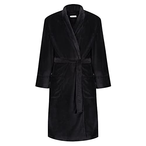 Ben Sherman Mens Fleece Robe Black L