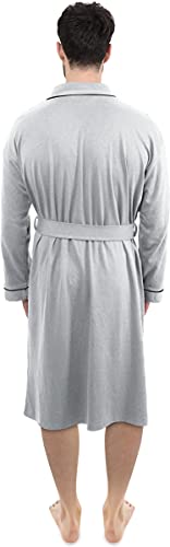 NY Threads Luxurious Men's Poly Cotton Blended Robe Roomy Knit Dressing Gown (X-Large, Heather Grey)