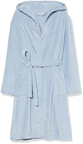 Amazon Essentials Men's Mid-Length Plush Dressing Gown, Dusty Blue, M-L