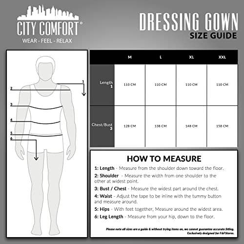 CityComfort Luxury Super Soft Men Dressing Gown Mens Bathrobe, (Black, L)