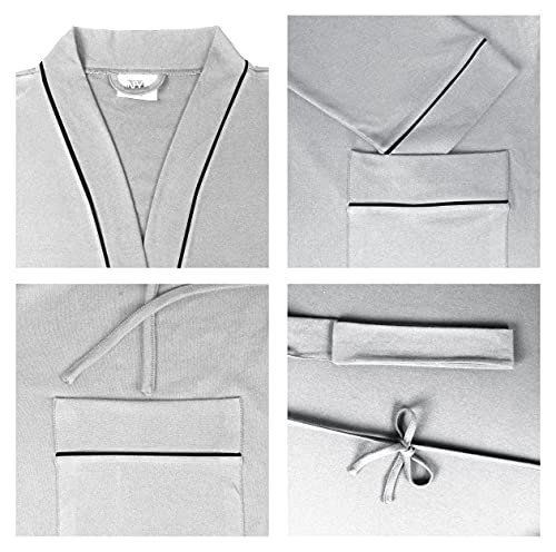 NY Threads Luxurious Men's Poly Cotton Blended Robe Roomy Knit Dressing Gown (X-Large, Heather Grey)