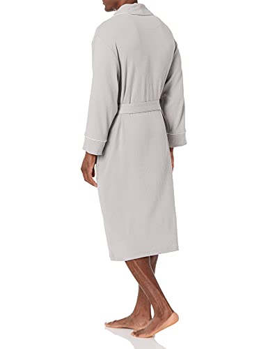 Amazon Essentials Men's Lightweight Waffle Robe (Available in Big & Tall), Light Grey, M-L