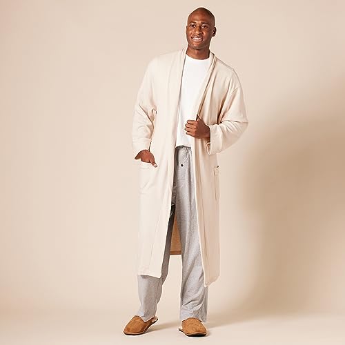 Amazon Essentials Men's Lightweight Waffle Robe (Available in Big & Tall), Light Grey, M-L