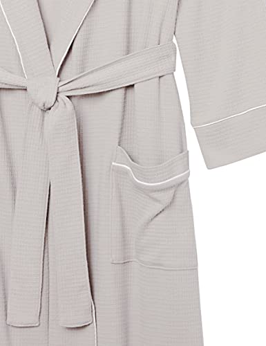 Amazon Essentials Men's Lightweight Waffle Robe (Available in Big & Tall), Light Grey, M-L