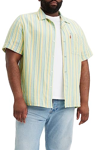 Levi's Men's Big & Tall Sunset Camp Shirt Casual, Hamish Stripe Wasabi, 4XL