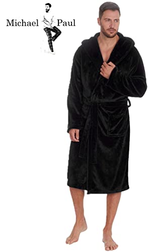 MICHAEL PAUL Men's Luxury Soft Fleece Hooded Dressing Gown