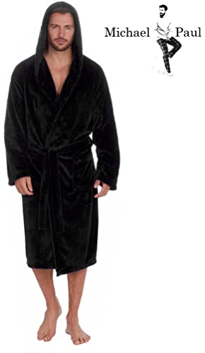 MICHAEL PAUL Men's Luxury Soft Fleece Hooded Dressing Gown