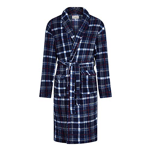 Champion Mens Bayswater Check Fleece Dressing Gown Navy Blue L-XL