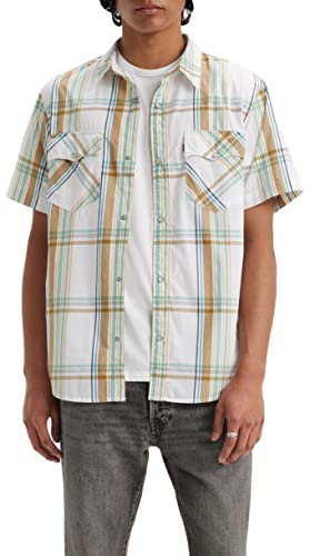 Levi's Men's Ss Relaxed Fit Western Shirt, Waab Plaid Mustard Olive, XL
